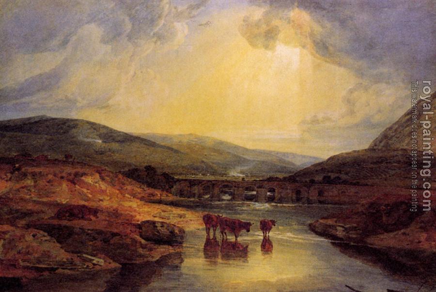 Joseph Mallord William Turner : Abergavenny Bridge, Monmountshire, clearing up after a showery day